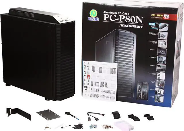 Alt view image 10 of 10 - LIAN LI PC-P80NB Black Aluminum ATX Full Tower Computer Case