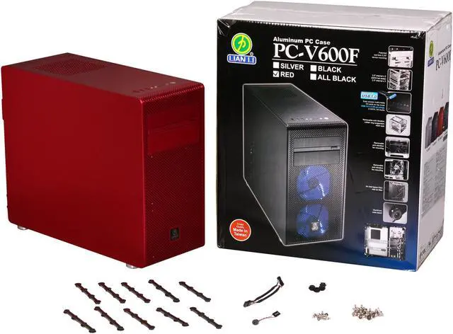 Alt view image 10 of 10 - LIAN LI PC-V600FR Red Aluminum Micro ATX Mini Tower Computer Case