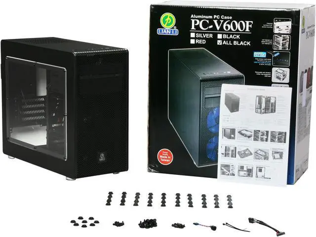 Alt view image 10 of 10 - LIAN LI PC-V600FX Internal Black Aluminum Micro ATX Mini Tower Computer Case