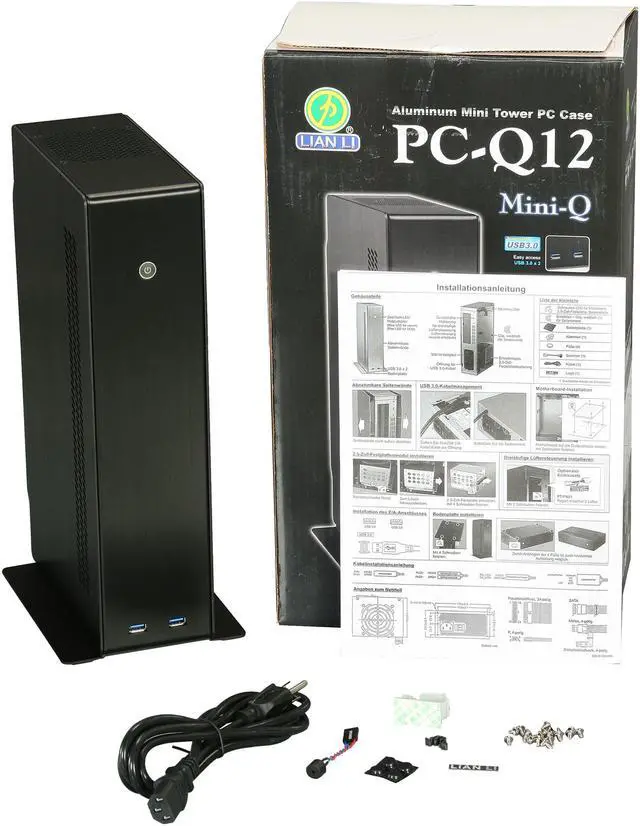 Alt view image 10 of 10 - LIAN LI Black Aluminum PC-Q12B Mini ITX Media Center / HTPC Case