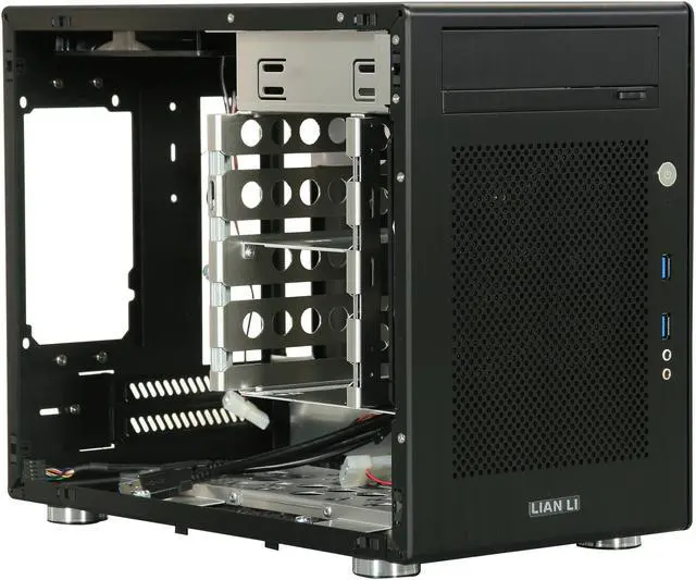 Alt view image 7 of 11 - LIAN LI Black Aluminum PC-Q18B Mini ITX Media Center / HTPC Case