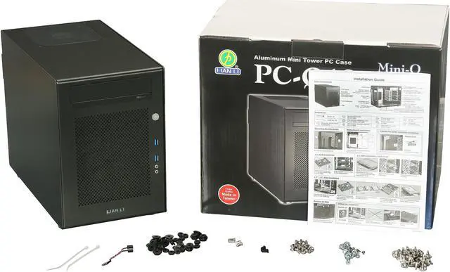 Alt view image 11 of 11 - LIAN LI Black Aluminum PC-Q18B Mini ITX Media Center / HTPC Case