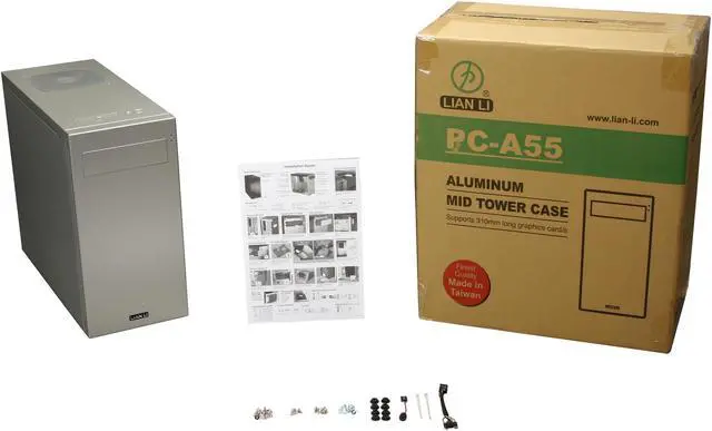Alt view image 10 of 10 - LIAN LI PC-A55A Silver Aluminum ATX Mid Tower Computer Case