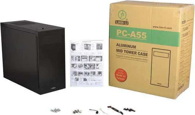 Alt view image 10 of 10 - LIAN LI PC-A55B Black Aluminum ATX Mid Tower Computer Case