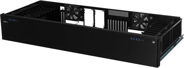 Alt view image 3 of 15 - Lian Li DK-02 Black Aluminum Computer Desk (Computer Case with Legs)
