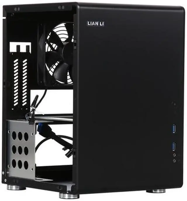 Alt view image 7 of 9 - Lian Li PC-Q33B Black Aluminum Mini-ITX Tower Chassis