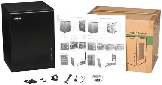 Alt view image 9 of 9 - Lian Li PC-Q33B Black Aluminum Mini-ITX Tower Chassis