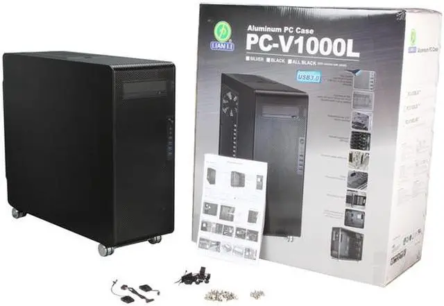 Alt view image 9 of 9 - Lian Li PC-V1000LB Black Aluminum ATX Full Tower Chassis