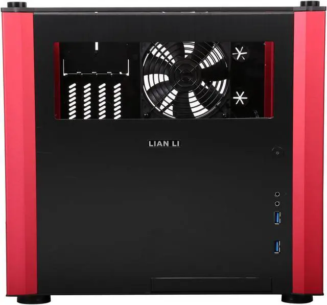 Alt view image 2 of 9 - LIAN LI PC-V359WRX Black / Red Aluminum Micro ATX Mid Tower Computer Case