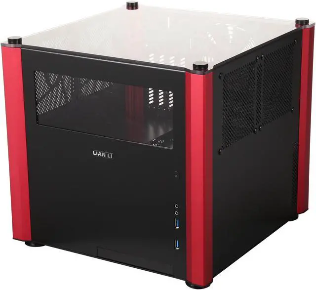 Alt view image 3 of 9 - LIAN LI PC-V359WRX Black / Red Aluminum Micro ATX Mid Tower Computer Case