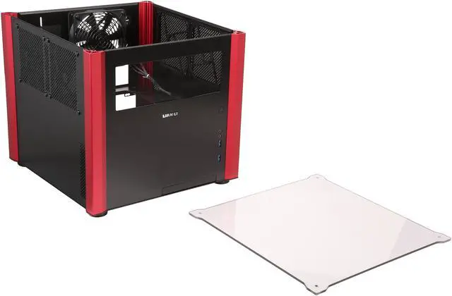 Alt view image 5 of 9 - LIAN LI PC-V359WRX Black / Red Aluminum Micro ATX Mid Tower Computer Case