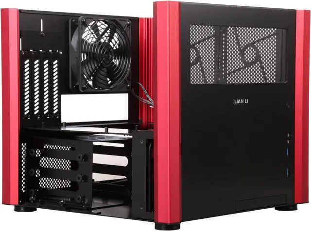 Alt view image 7 of 9 - LIAN LI PC-V359WRX Black / Red Aluminum Micro ATX Mid Tower Computer Case