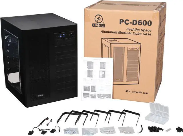 Alt view image 10 of 9 - LIAN LI PC-D600WB Black Aluminum ATX Full Tower Computer Case ATX PSU (Optional) Power Supply