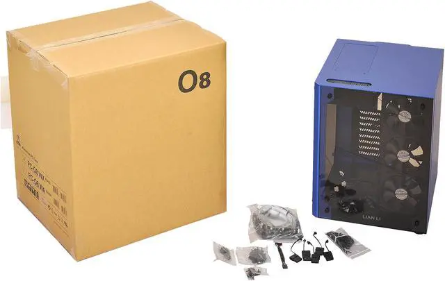 Alt view image 8 of 8 - LIAN LI PC-O8WBU Blue Aluminum ,and Tempered glass Computer Case