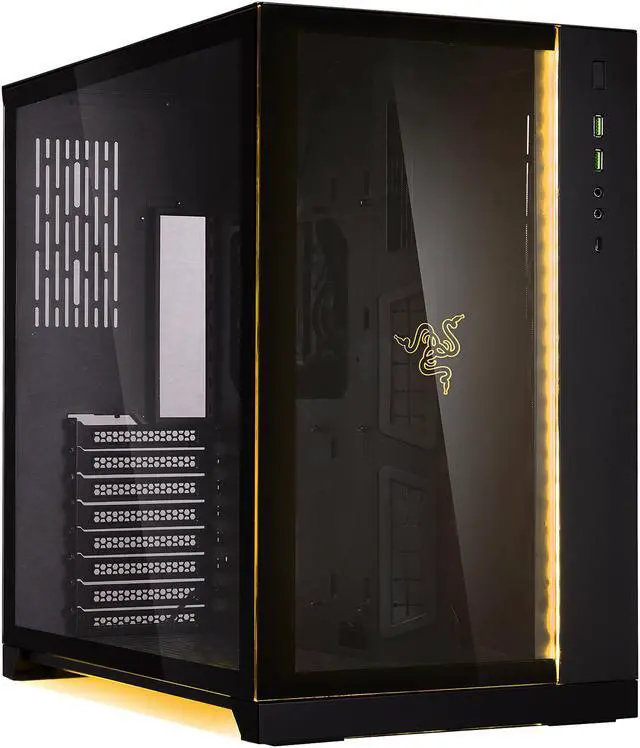 Alt view image 6 of 10 - LIAN LI PC-O11 Dynamic Razer Edition Black Tempered Glass on the Front, and Left Side, Chassis Body SECC ATX Mid Tower Gaming Computer Case - PC-O11D Razer