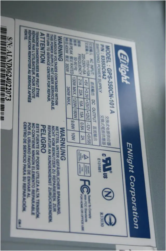 Alt view image 11 of 14 - Enlight PA420613 Black Steel ATX Mid Tower Computer Case 350W Power Supply