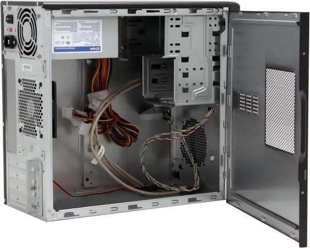 Alt view image 8 of 14 - Enlight  PM2F0103  Black/ Silver  Steel  Mini Micro ATX Computer Case Front USB, HD Audio 300W  Power Supply