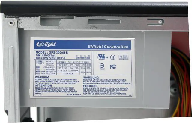 Alt view image 11 of 14 - Enlight  PM2F0103  Black/ Silver  Steel  Mini Micro ATX Computer Case Front USB, HD Audio 300W  Power Supply