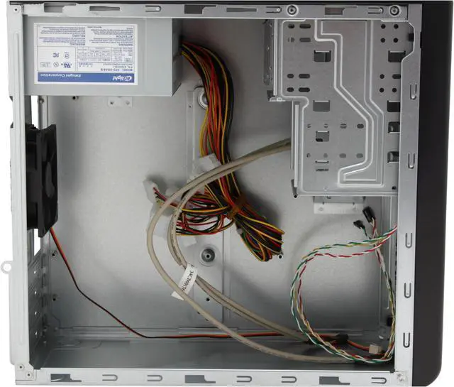 Alt view image 12 of 14 - Enlight  PM2F0103  Black/ Silver  Steel  Mini Micro ATX Computer Case Front USB, HD Audio 300W  Power Supply