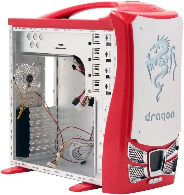 Alt view image 9 of 20 - Eagle Tech CA-DRG-R Red Aluminum ATX Mid Tower Computer Case 500W Power Supply