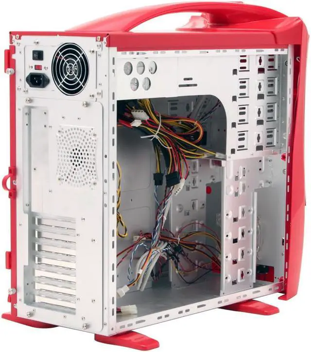 Alt view image 10 of 20 - Eagle Tech CA-DRG-R Red Aluminum ATX Mid Tower Computer Case 500W Power Supply