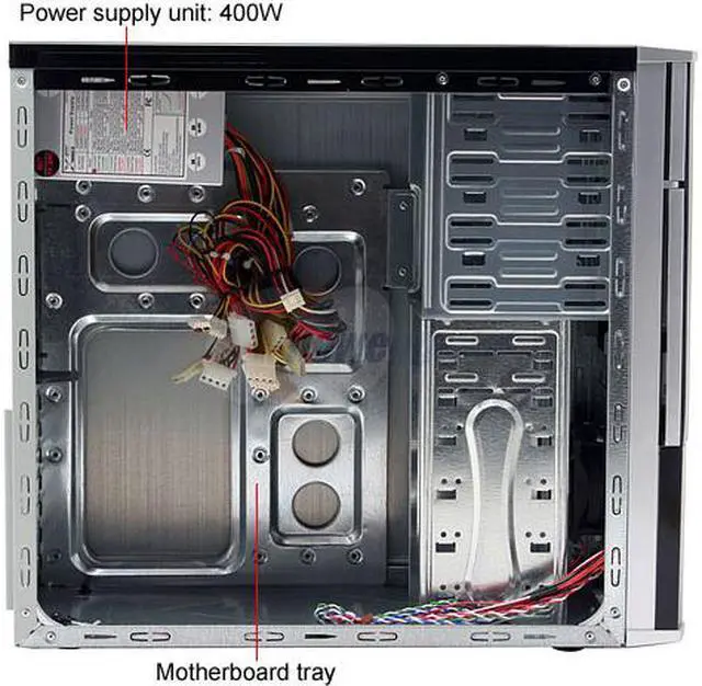 Alt view image 8 of 16 - Eagle Tech ET-CASI1-BK Black Steel ATX Mid Tower Computer Case 400W Power Supply