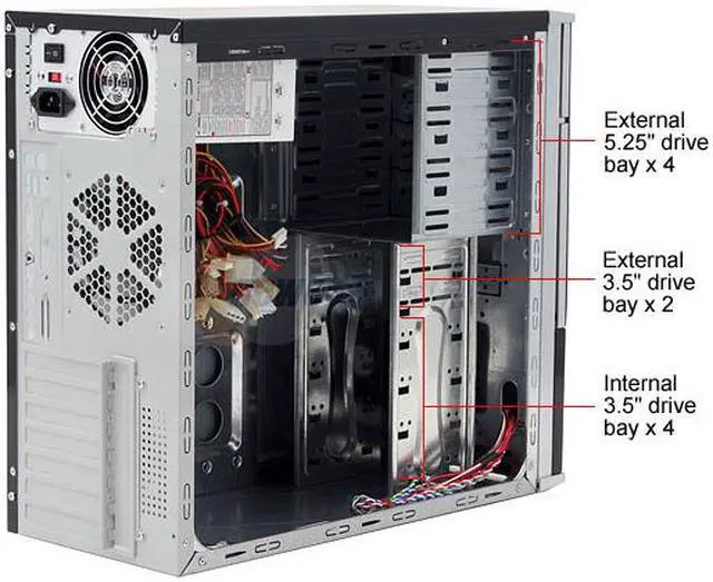 Alt view image 10 of 16 - Eagle Tech ET-CASI1-BK Black Steel ATX Mid Tower Computer Case 400W Power Supply