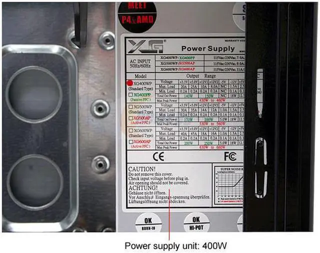 Alt view image 12 of 16 - Eagle Tech ET-CASI1-BK Black Steel ATX Mid Tower Computer Case 400W Power Supply