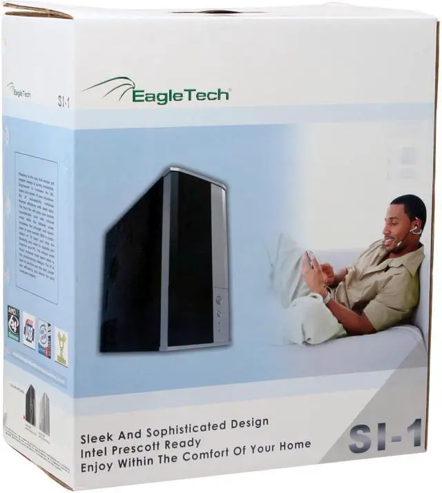 Alt view image 16 of 16 - Eagle Tech ET-CASI1-BK Black Steel ATX Mid Tower Computer Case 400W Power Supply