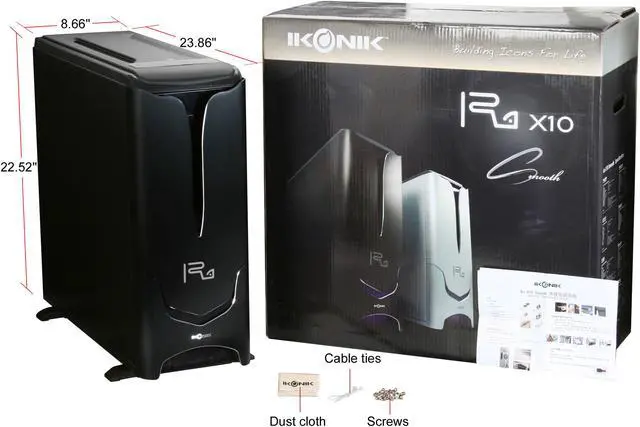 Alt view image 13 of 13 - IKONIK Ra X10 Smooth IC-R1CBN Black Aluminum ATX Full Tower Computer Case