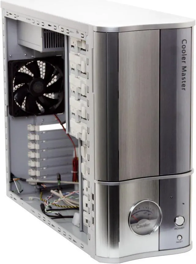 Alt view image 9 of 14 - Cooler Master Cavalier 1 CAV-T01-WWL Silver Aluminum / Steel ATX Mid Tower Computer Case 350W Power Supply