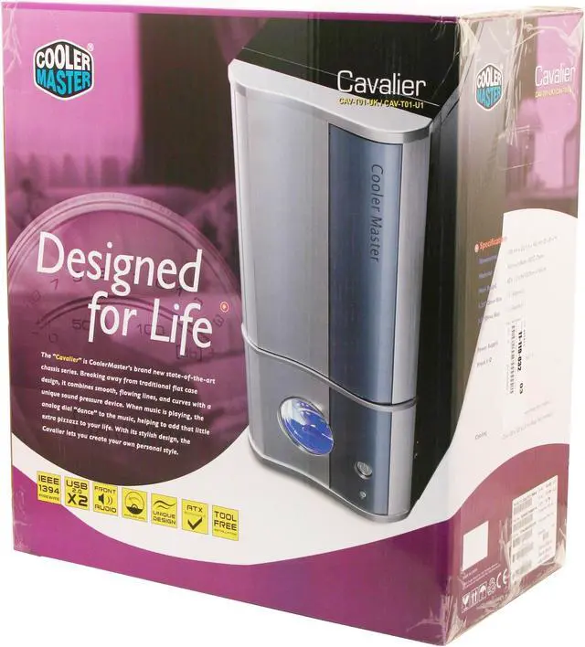 Alt view image 14 of 14 - Cooler Master Cavalier 1 CAV-T01-WWL Silver Aluminum / Steel ATX Mid Tower Computer Case 350W Power Supply
