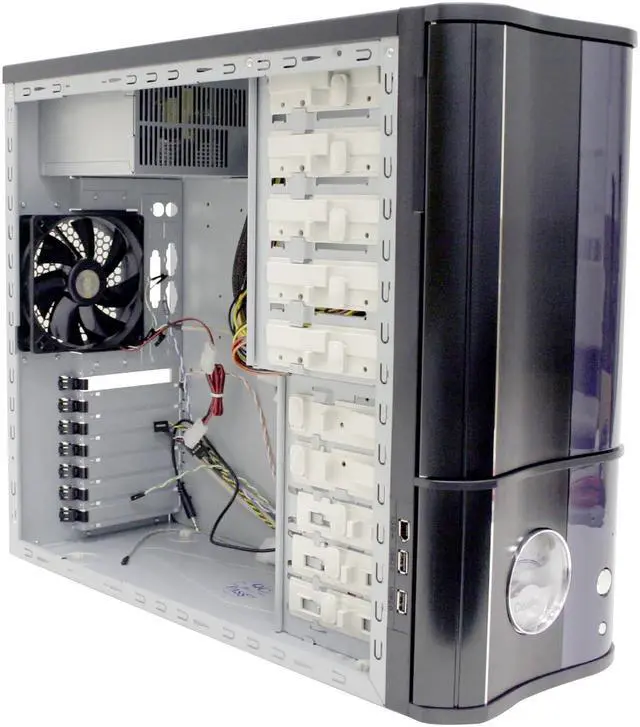 Alt view image 6 of 9 - COOLER MASTER Cavalier 1 CAV-T01-WKA Black/Blue Aluminum Bezel, SECC Chassis ATX Mid Tower Case With analog dial 350W Standard ATX PS2 Power Supply