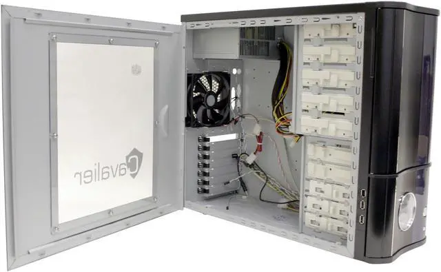 Alt view image 5 of 9 - COOLER MASTER Cavalier 1 CAV-T01-WKA Black/Blue Aluminum Bezel, SECC Chassis ATX Mid Tower Case With analog dial 350W Standard ATX PS2 Power Supply