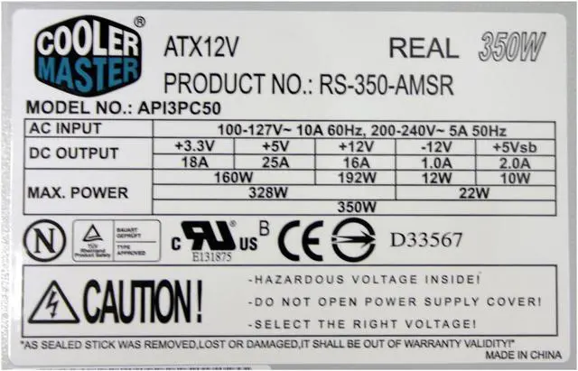 Alt view image 8 of 9 - COOLER MASTER Cavalier 1 CAV-T01-WKA Black/Blue Aluminum Bezel, SECC Chassis ATX Mid Tower Case With analog dial 350W Standard ATX PS2 Power Supply
