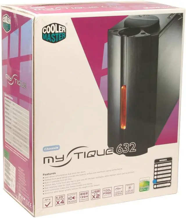 Alt view image 17 of 17 - Cooler Master Mystique RC-632-KKN1-GP Black Aluminum ATX Mid Tower Computer Case