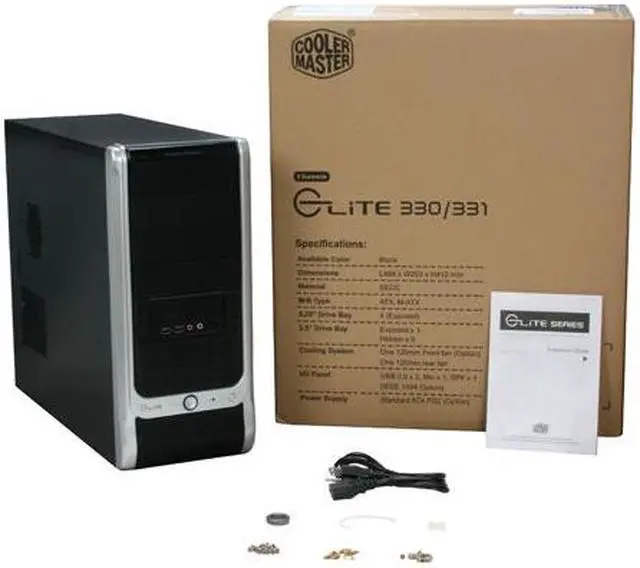 Alt view image 11 of 11 - Cooler Master Elite RC-330-KKR1 Black SECC ATX Mid Tower Computer Case 350W Power Supply