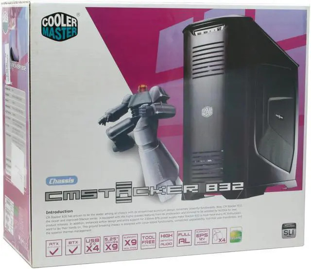 Alt view image 19 of 19 - Cooler Master Stacker RC-832-KKN1-GP Black Aluminum ATX Full Tower Computer Case