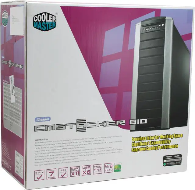 Alt view image 14 of 14 - Cooler Master Stacker 810 RC-810-KKA1-GP Black Aluminum Bezel, SECC Chassis ATX Full Tower Computer Case RS-850-EMBA 850W Power Supply