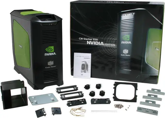Alt view image 14 of 14 - Cooler Master Stacker 830 NVIDIA Edition NV-830-KKN4-GP Black ( Green Mesh) Aluminum ATX Full Tower Computer Case