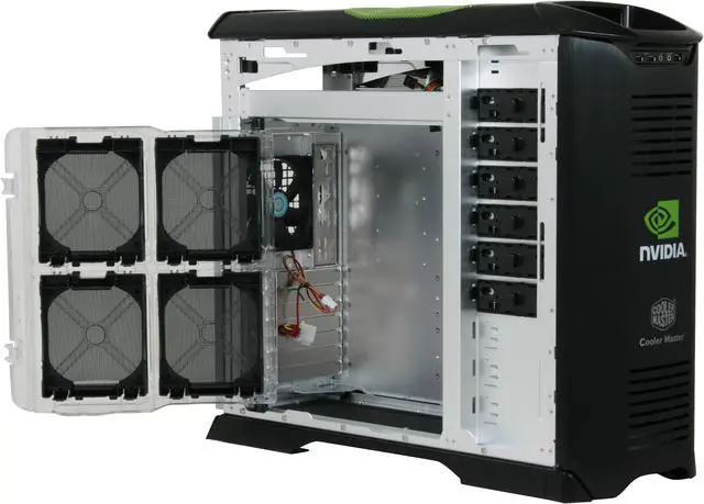 Alt view image 10 of 14 - Cooler Master Stacker 830 NVIDIA Edition NV-830-KKN4-GP Black ( Green Mesh) Aluminum ATX Full Tower Computer Case