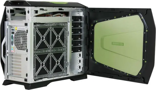 Alt view image 6 of 14 - Cooler Master Stacker 830 NVIDIA Edition NV-830-KKN4-GP Black ( Green Mesh) Aluminum ATX Full Tower Computer Case