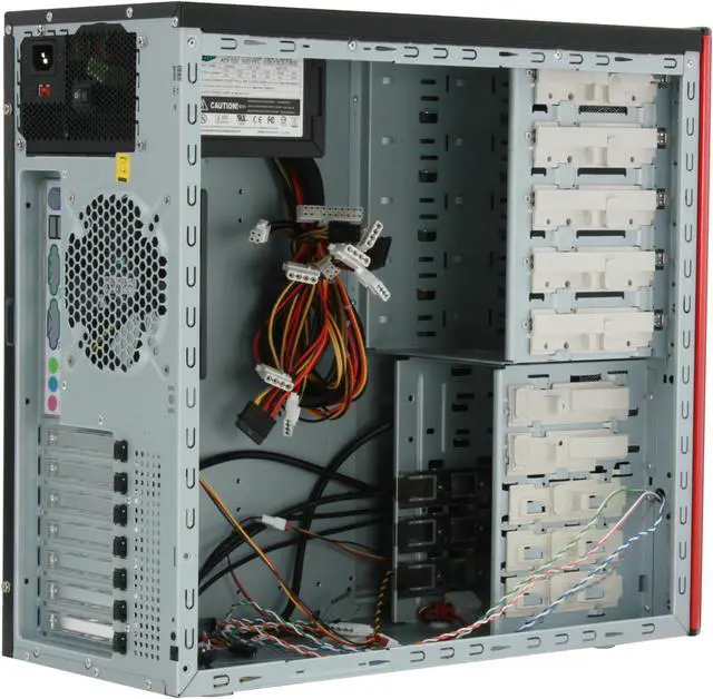 Alt view image 8 of 11 - Cooler Master Centurion 5 red version FR-T05-URI-GP Black / Red Aluminum Bezel , SECC Chassis ATX Mid Tower Computer Case with AC connector 430W Power Supply