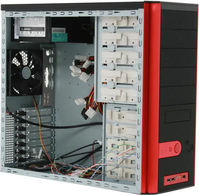 Alt view image 9 of 11 - Cooler Master Centurion 5 red version FR-T05-URI-GP Black / Red Aluminum Bezel , SECC Chassis ATX Mid Tower Computer Case with AC connector 430W Power Supply