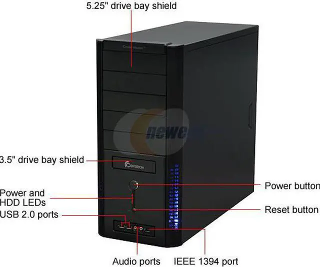 Alt view image 3 of 11 - Cooler Master Centurion 534 RC-534-KKRB-GP Black Aluminum & Mesh bezel / SECC Chassis ATX Mid Tower Computer Case 460W Power Supply