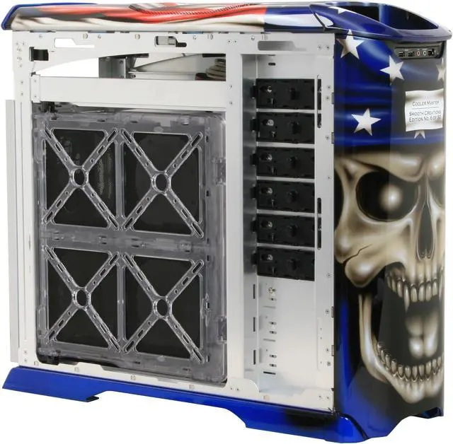 Alt view image 10 of 14 - Cooler Master Stacker 830 CX-830DSPD-01-GP Color Aluminum ATX Full Tower CSX Limited Edition Diamond Plate Skulls Computer Case