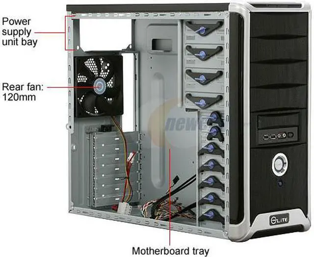Alt view image 8 of 11 - Cooler Master Elite RC-332-KKN1-GP Black SECC ATX Mid Tower Computer Case