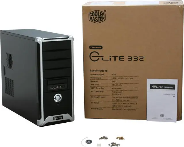 Alt view image 11 of 11 - Cooler Master Elite RC-332-KKN1-GP Black SECC ATX Mid Tower Computer Case
