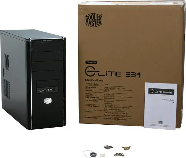 Alt view image 11 of 11 - Cooler Master Elite RC-334-KKN1-GP Black SECC ATX Mid Tower Computer Case