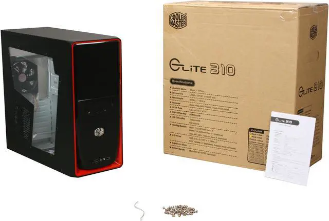 Alt view image 9 of 9 - Cooler Master Elite 310 RC-310-RWN1-GP Black / Red SECC ATX Mid Tower Computer Case